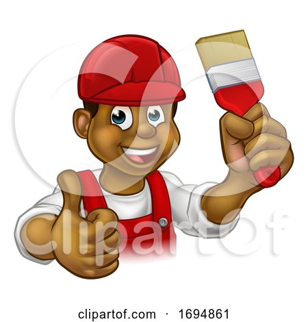 Painter Decorator Handyman Cartoon Man by AtStockIllustration
