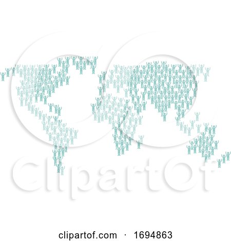 People Crowd Group World Map by AtStockIllustration