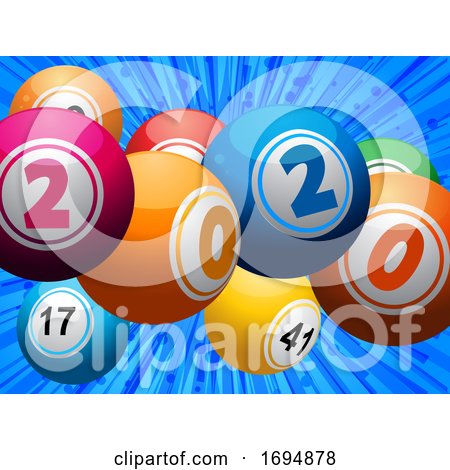 Twenty Twenty Bingo Lottery Balls on Blue by elaineitalia