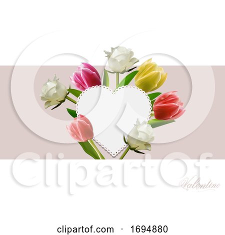 Valentine Copy Space Heart with Flowers by elaineitalia