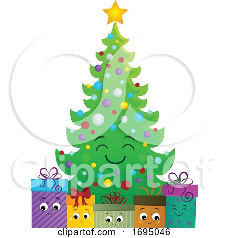 Christmas Tree Character with Gifts by visekart
