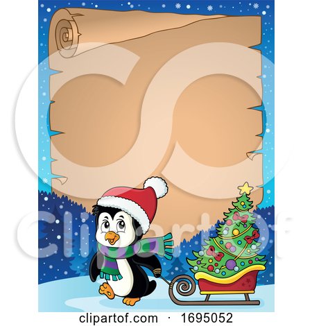 Christmas Penguin Parchment Border by visekart