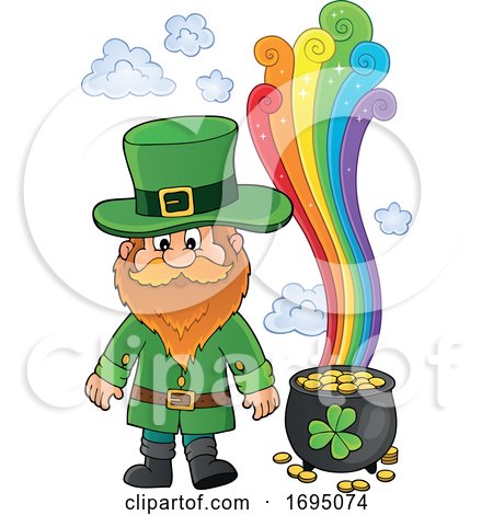 St Patricks Day Leprechaun with a Pot of Gold by visekart