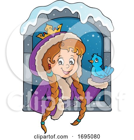 Winter Princess Holding a Bird by visekart