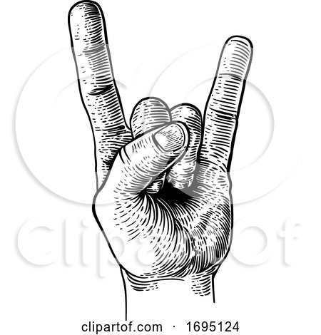 Heavy Metal Rock Music Hand Sign Gesture by AtStockIllustration