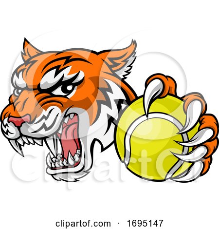 Tiger Tennis Player Animal Sports Mascot by AtStockIllustration