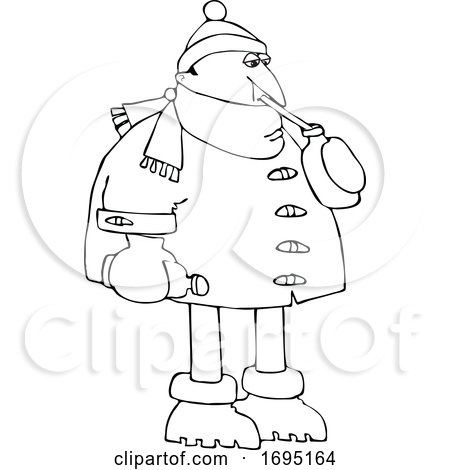 Cartoon Man in Winter Clothes Sipping Water by djart