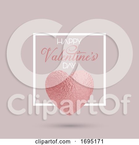 Elegant Valentine's Day Background with Rose Gold Heart in White Frame by KJ Pargeter