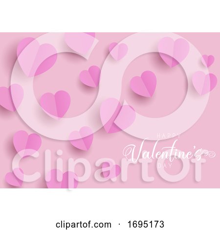 Happy Valentines Day Background with Folded Hearts by KJ Pargeter