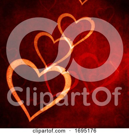 Valentine's Day Background with Grunge Style Hearts Design by KJ Pargeter