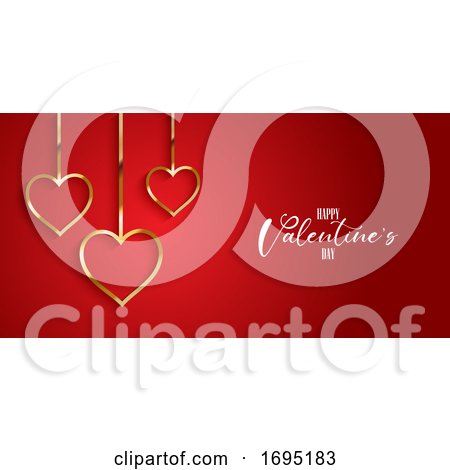 Valentine's Day Banner with Gold Hearts by KJ Pargeter