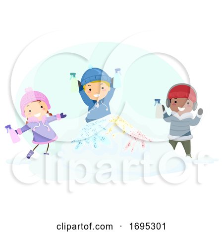 Stickman Kids Snow Paint Illustration by BNP Design Studio