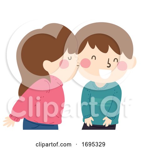 Kids Friends Kiss Cheeks Illustration by BNP Design Studio