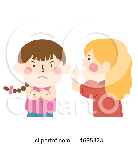 Kids Girls Whisper Angry Gossip Illustration by BNP Design Studio