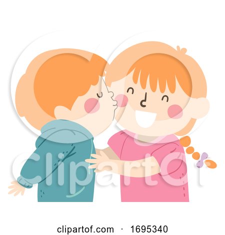 Kids Siblings Kiss Boy Illustration by BNP Design Studio