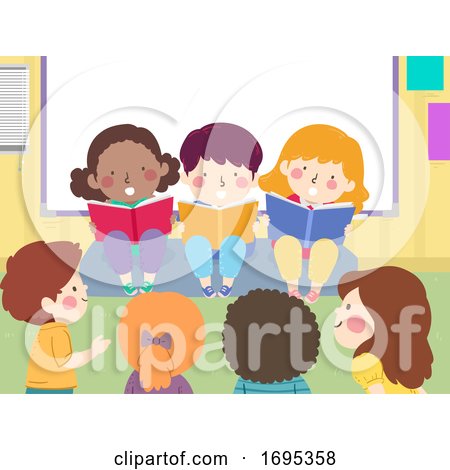 Kids Read Books Aloud Storytelling Illustration by BNP Design Studio