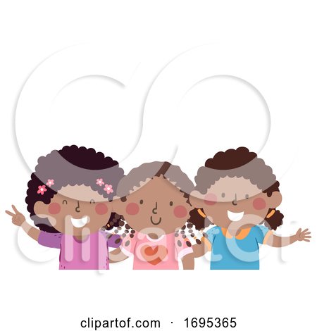 Kids Girls African Friends Illustration by BNP Design Studio