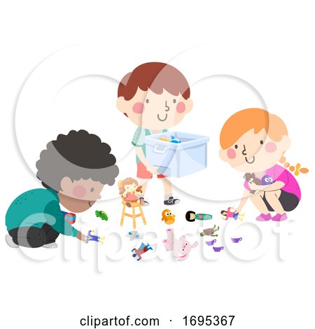 Kids Help Pick up Toys Illustration by BNP Design Studio