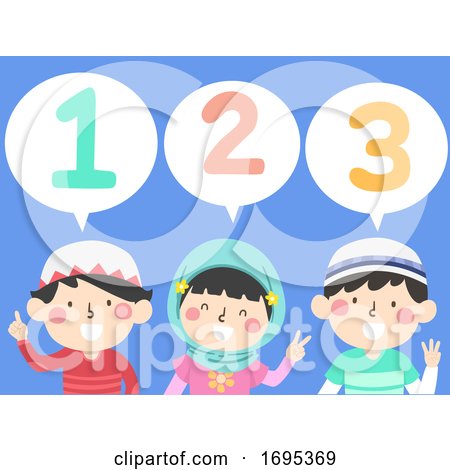 Kids Muslim Count 123 Speech Bubble Illustration by BNP Design Studio