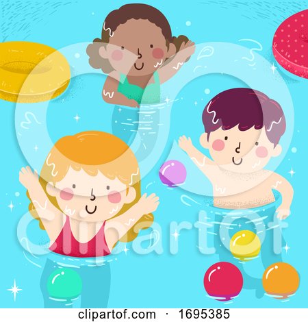 Kids Wave Pool Activities Balls Illustration by BNP Design Studio