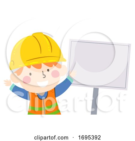 Kid Boy Construction Sign Board Illustration by BNP Design Studio