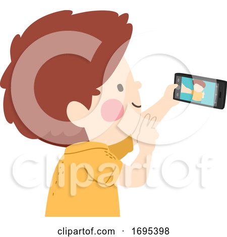 Kid Boy Take Selfie Picture Illustration by BNP Design Studio