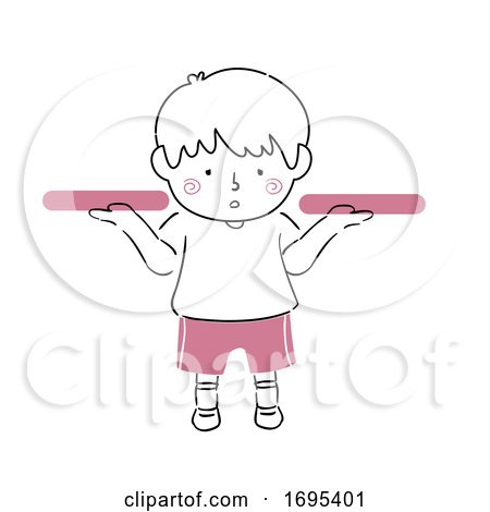 Kid Boy Weigh Both Hands Illustration by BNP Design Studio