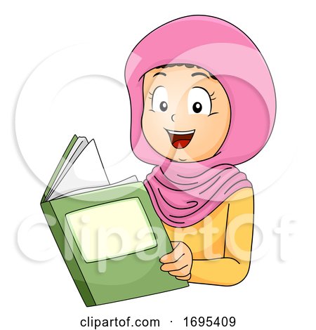 Kid Girl Muslim Book Illustration by BNP Design Studio