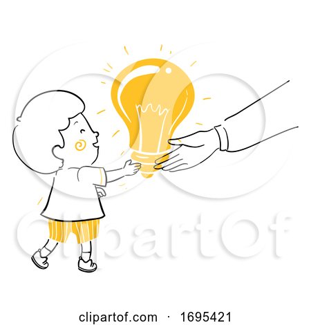 Kid Boy Adult Give Idea Illustration by BNP Design Studio