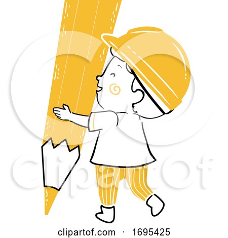 Kid Boy Engineer Big Pencil Illustration by BNP Design Studio