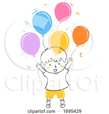Kid Boy Happy Balloons Illustration by BNP Design Studio
