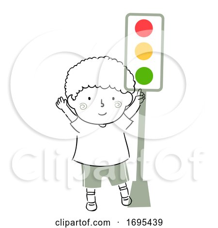 Kid Boy Safety Traffic Light Illustration by BNP Design Studio