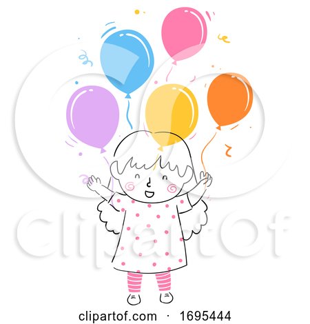 Kid Girl Happy Balloons Illustration by BNP Design Studio