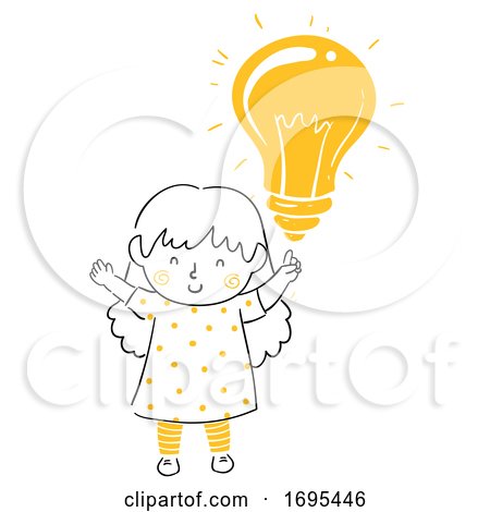 Kid Girl Idea Light Bulb Illustration by BNP Design Studio
