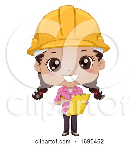 Kid Girl Black Engineer Construction Illustration by BNP Design Studio