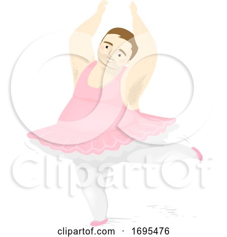 Man Fat Ballet Pose Illustration by BNP Design Studio
