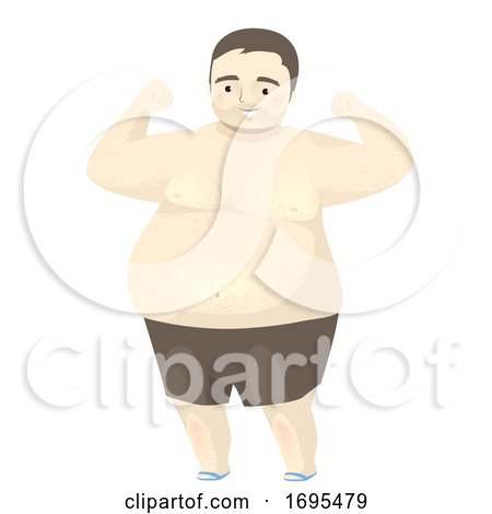 Man Fat Hairy Flex Arm Illustration by BNP Design Studio