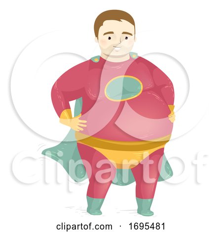 Man Fat Superhero Costume Illustration by BNP Design Studio