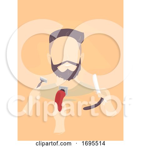 Man Hand Shaving Tools Illustration by BNP Design Studio