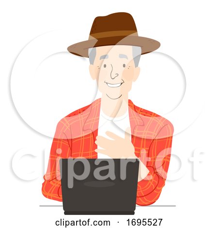 Senior Man Farmer Laptop Illustration by BNP Design Studio