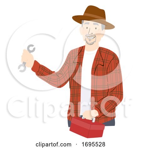 Senior Man Farmer Mechanic Illustration by BNP Design Studio
