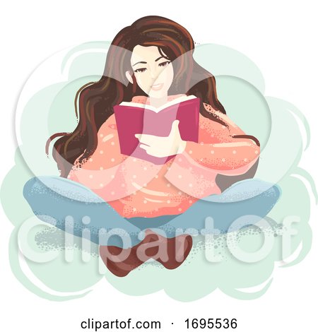 Girl Book Read Indian Sit Illustration by BNP Design Studio