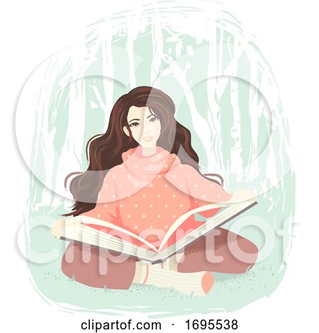 Girl Book Wood Illustration by BNP Design Studio