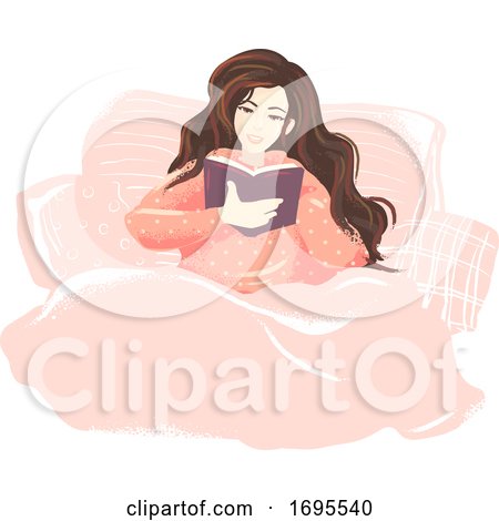 Girl Book Read Bed Illustration by BNP Design Studio