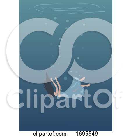 Girl Metaphor Drowning Illustration by BNP Design Studio