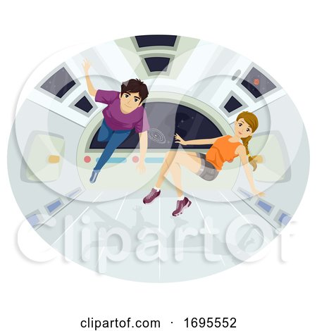 Teens Couple Float Space Illustration by BNP Design Studio