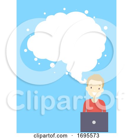 Teen Guy Design Thinking Cloud Brain Illustration by BNP Design Studio