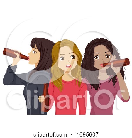 Teens Girls Drink Beer Illustration by BNP Design Studio