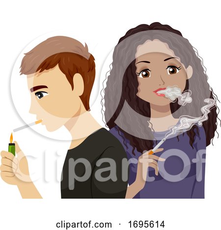 Teens Smoke Cigarette Illustration by BNP Design Studio