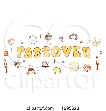 Stickman Kids Passover Lettering Illustration by BNP Design Studio